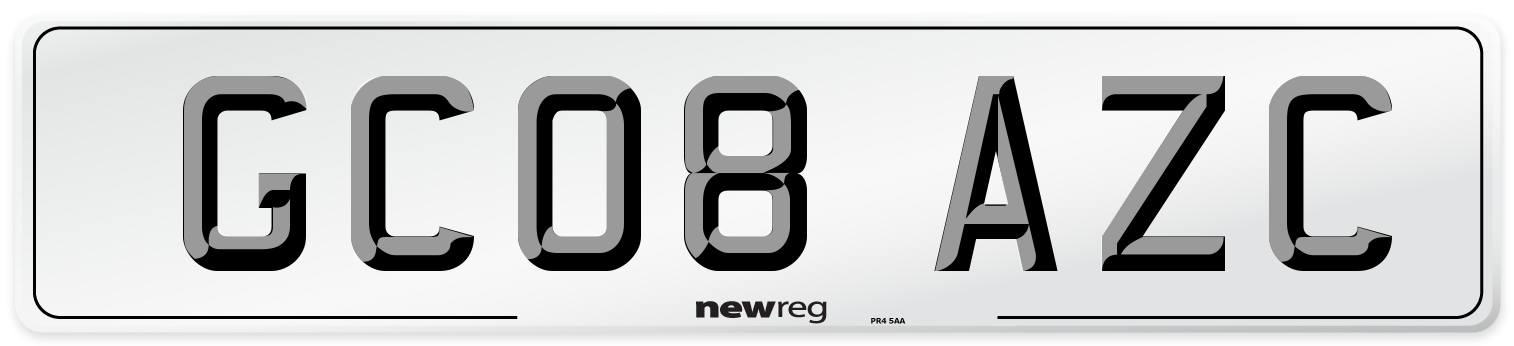 GC08 AZC Number Plate from New Reg